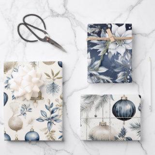 Sophisticated Blue & Gold Christmas Pattern     Sheets