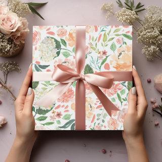 Sophisticated Blush Peach Watercolor Floral Light