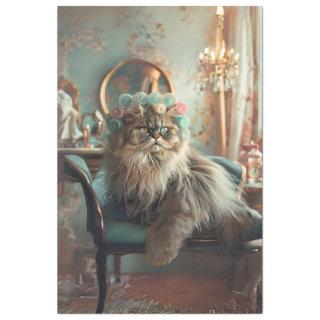 Sophisticated Cat Pink Sage Salon Decoupage  Tissue Paper