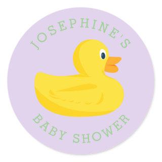 Sophisticated Duck Baby Shower Purple Custom Color Classic Round Sticker
