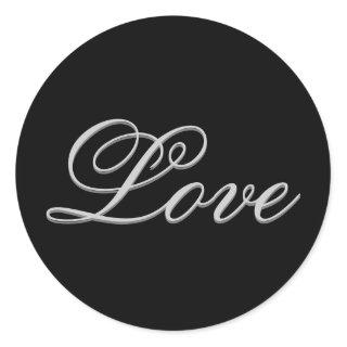 Sophisticated Grey Black Love Wedding Postage Classic Round Sticker