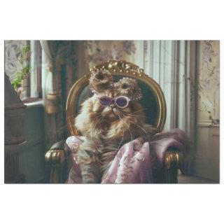 Sophisticated Vintage Cat Decoupage Tissue Paper