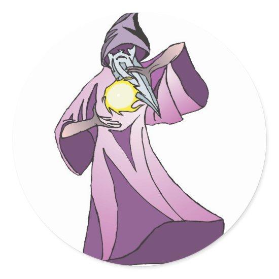 sorcerer wizard with crystal ball classic round sticker