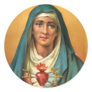 Sorrowful & Immaculate Heart of Virgin Mary Classic Round Sticker