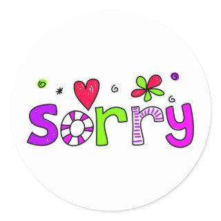sorry classic round sticker