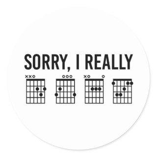 Sorry, I Really DGAF Guitar Chords Funny Classic Round Sticker