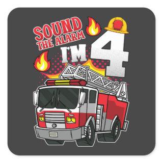 Sound The Alarm I'm 4 Firefighter Square Sticker