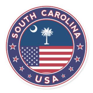 South Carolina sticker, phone case, tote bag Classic Round Sticker