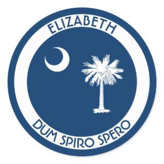 South Carolina The Palmetto State Personal Flag Classic Round Sticker