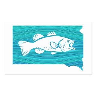 South Dakota Wave Fishing Rectangular Sticker