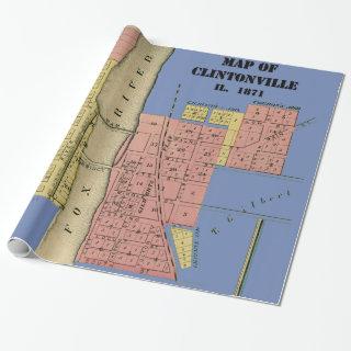 South Elgin Illinois Clintonville Map Art 1871