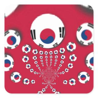 South Korea Flag Kaleidoscope Art Print Square Sticker