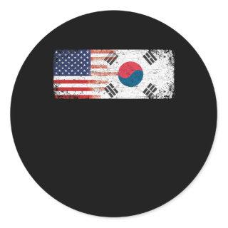 South Korean American Flag Classic Round Sticker