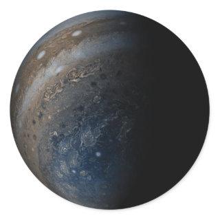 South pole of Jupiter image from Juno Classic Round Sticker
