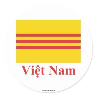 South Vietnam Flag with Name in Vietnamese Classic Round Sticker