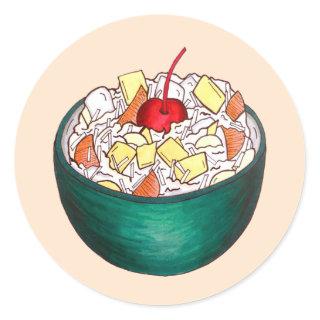 Southern Ambrosia Coconut Marshmallow Fruit Salad Classic Round Sticker