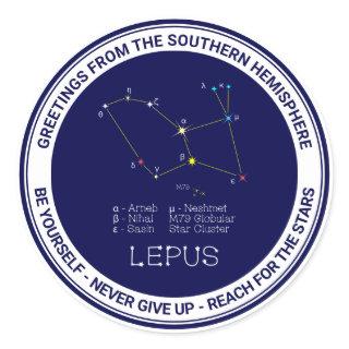 Southern Hemisphere Constellation Lepus Classic Round Sticker