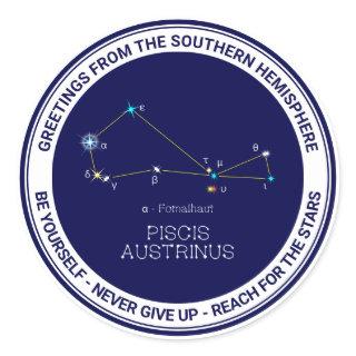 Southern Hemisphere Constellation Piscis Austrinus Classic Round Sticker