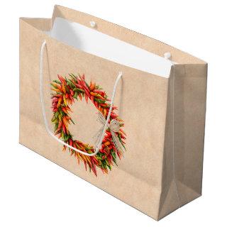 Southwest Chile Ristra Wreath on Adobe Wall Large Gift Bag