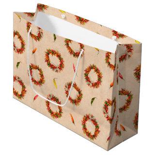 Southwest Chile Ristra Wreaths All Over Pattern Large Gift Bag