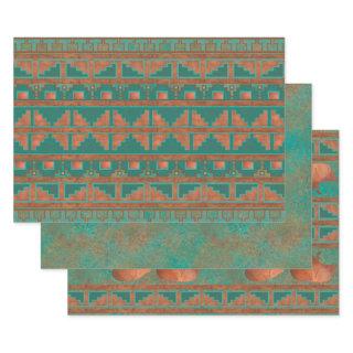Southwest Copper Teal Geometric Pattern  Sheets