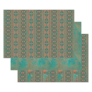 Southwest Copper Teal Javelina Geometric Pattern  Sheets