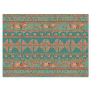 Southwest Cute Copper Teal Color Javelina Family Tissue Paper