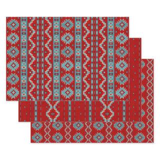 Southwest Mesas Turquoise & Red Geometric Patterns  Sheets
