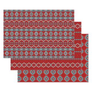 Southwest Red and Turquoise Geometric Pattern  Sheets