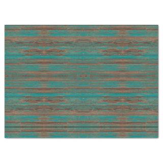 Southwest Rustic Weathered Turquoise Painted Wood Tissue Paper