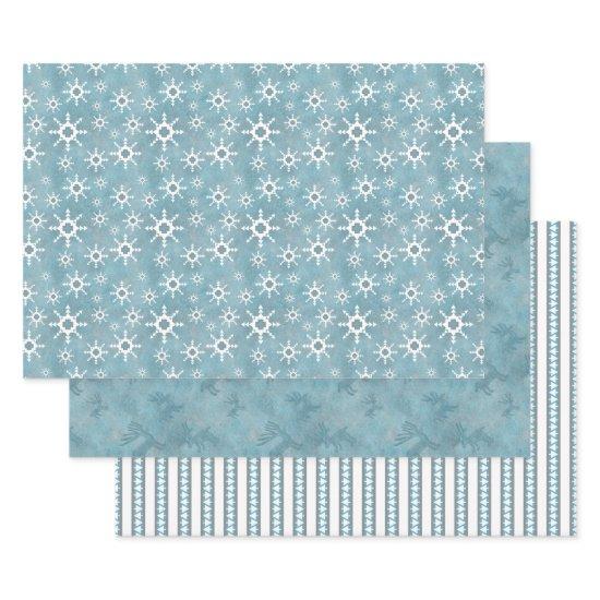 Southwest Winter Snowflakes Deer Pines Pattern  Sheets
