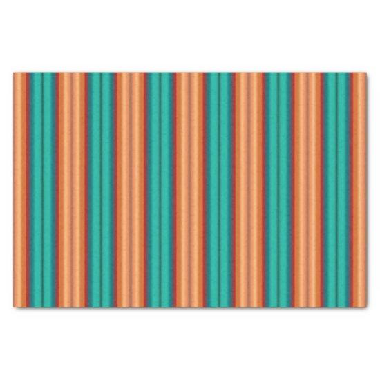 Southwestern Orange Red Turquoise Rainbow Stripes Tissue Paper