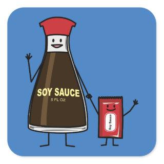 Soy Sauce Bottle Packet kid child condiment Asian Square Sticker