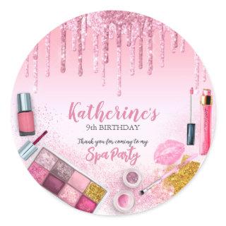 Spa Party Glam Girl Birthday Party Salon Classic Round Sticker