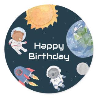 Space Adventure: Planets and Animals Astronauts Classic Round Sticker