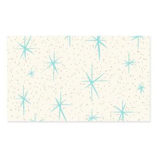 Space Age Turquoise Starbursts Rectangle Stickers