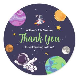 Space Astronaut Any Age Birthday Party Classic Round Sticker