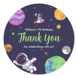 Space Astronaut Any Age Birthday Party Classic Round Sticker