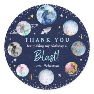 Space Birthday Party  First Trip Around The Sun Classic Round Sticker