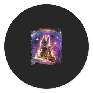 Space Cat Llama Sloth Riding Taco Classic Round Sticker