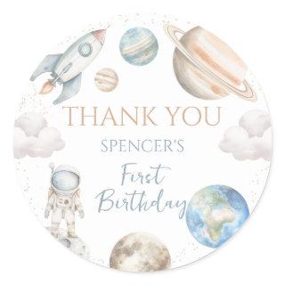 Space First Trip Around Sun Boy 1st Birthday Classic Round Sticker