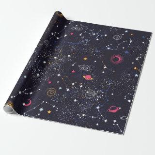 Space Galaxy constellation seamless pattern