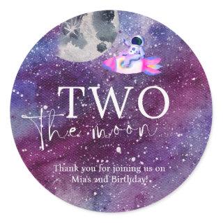Space Galaxy Two the Moon Birthday Thank you  Classic Round Sticker