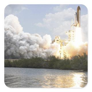 Space Shuttle Atlantis lifts off 22 Square Sticker