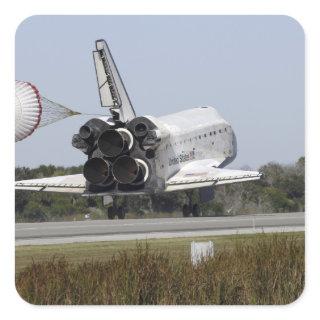 Space shuttle Atlantis unfurls its drag chute 2 Square Sticker