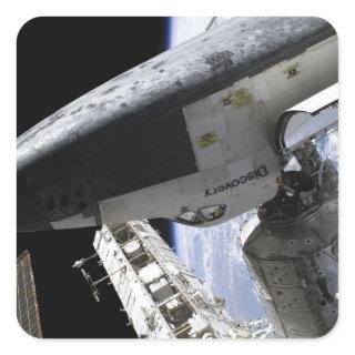 Space Shuttle Discovery docked Square Sticker