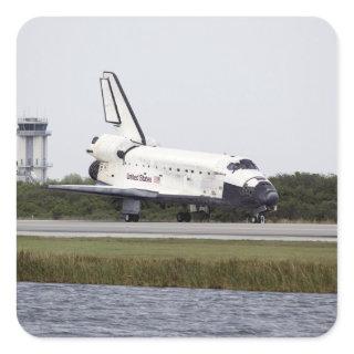 Space Shuttle Discovery on the runway Square Sticker