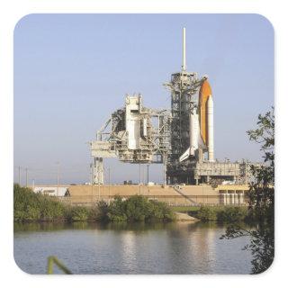 Space Shuttle Discovery sits ready 3 Square Sticker