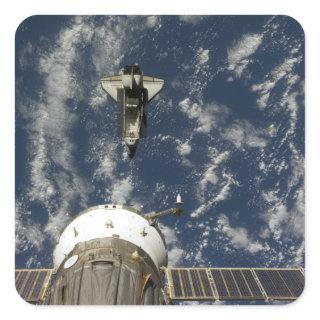 Space Shuttle Endeavour and a Soyuz spacecraft Square Sticker