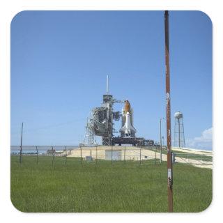 Space shuttle Endeavour is framed by a windsock Square Sticker
